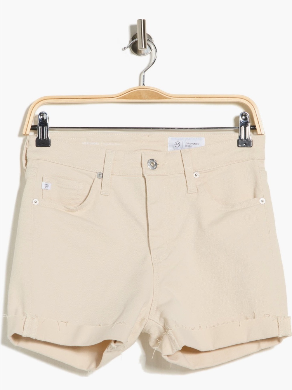NWT Ag Adriano Goldschmied Cream Cuffed Jean Shorts